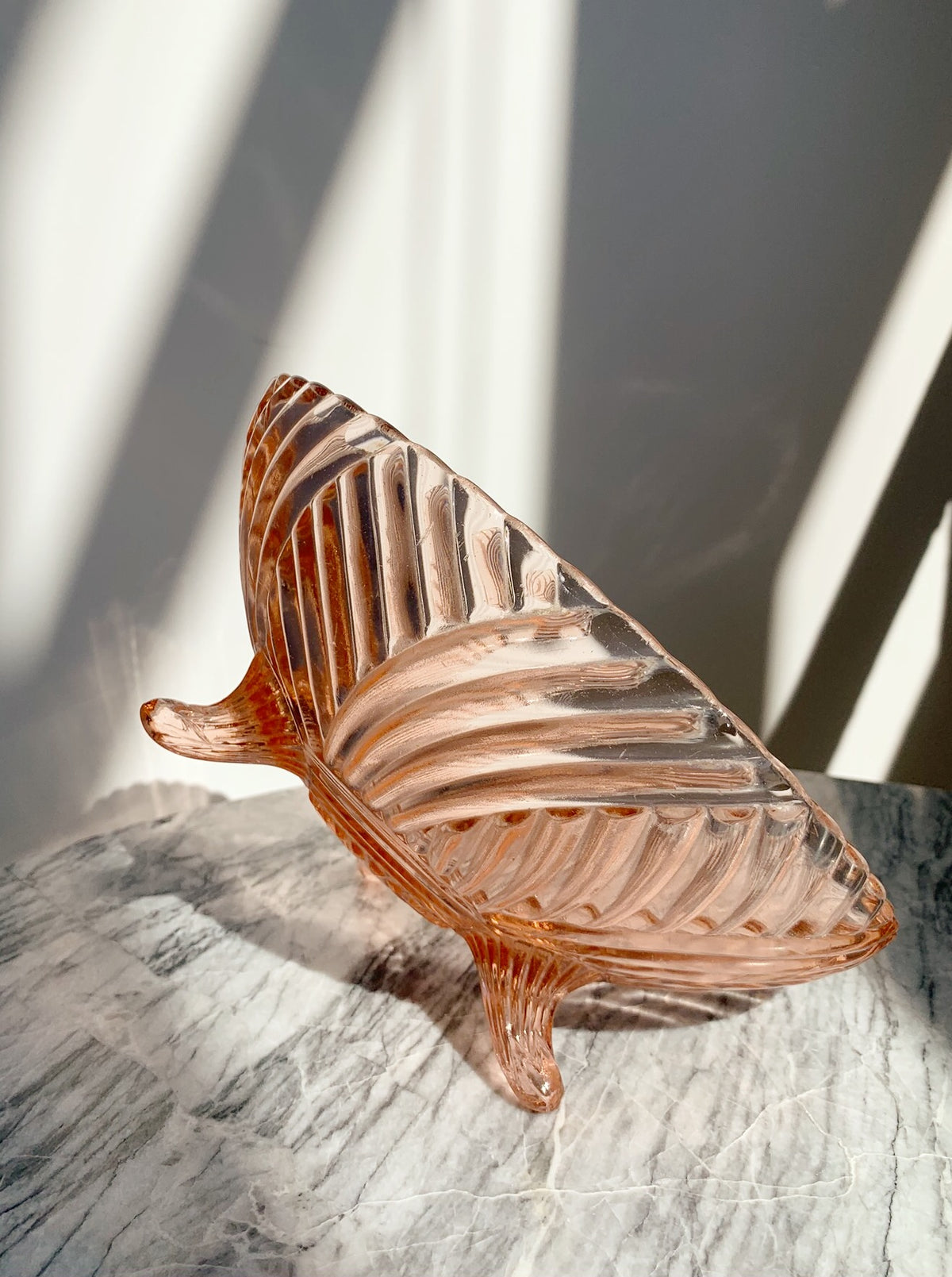 Pink Sculpted Glass Bowl