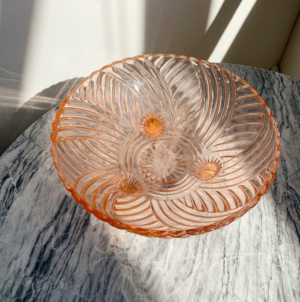 Pink Sculpted Glass Bowl