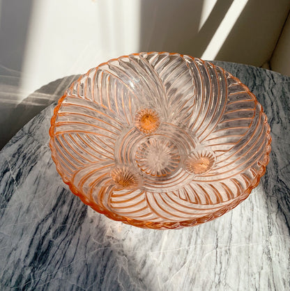 Pink Sculpted Glass Bowl