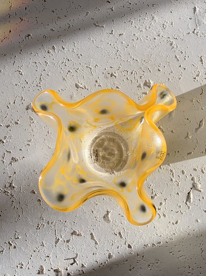 Hand Painted Handkerchief Glass Catchall