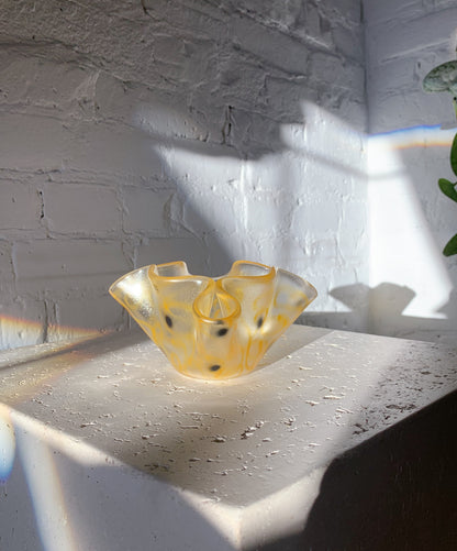 Hand Painted Handkerchief Glass Catchall