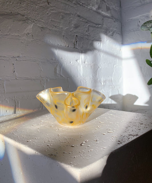 Hand Painted Handkerchief Glass Catchall