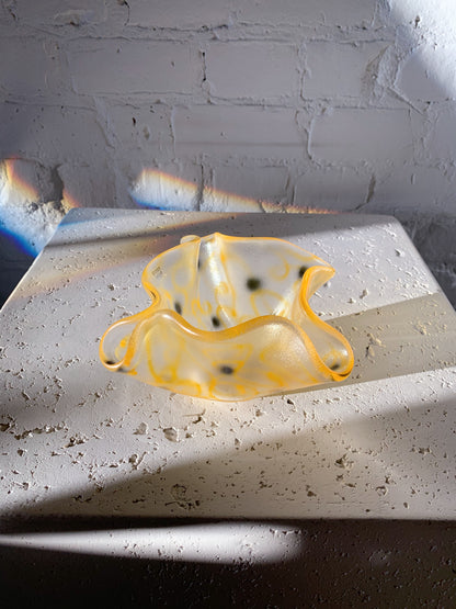 Hand Painted Handkerchief Glass Catchall