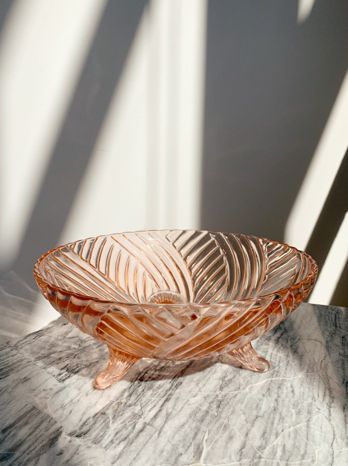 Pink Sculpted Glass Bowl