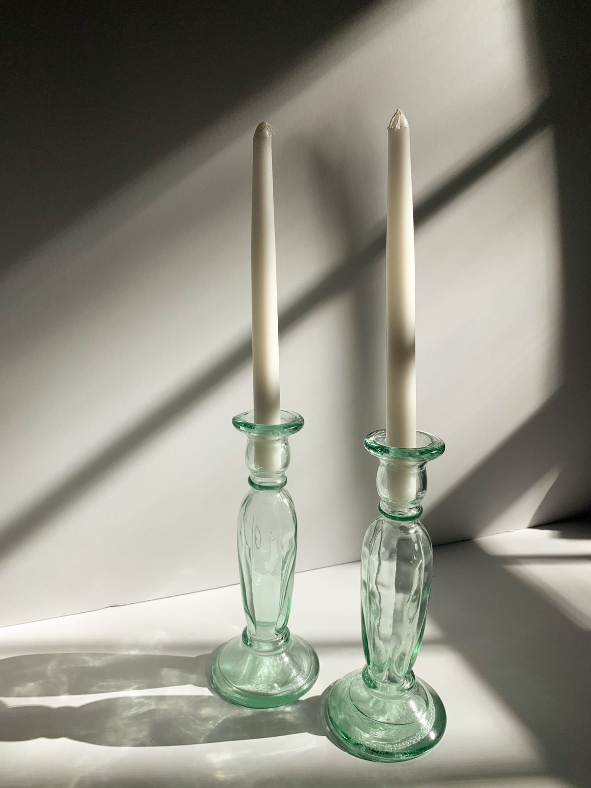 Vintage Blown Glass Candle Holders