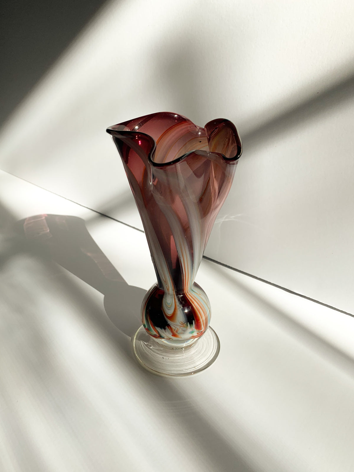 Vintage Sculptured Art Glass Vase