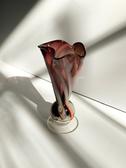 Vintage Sculptured Art Glass Vase
