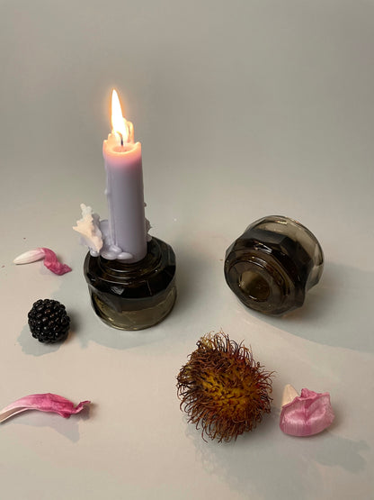 Brown Crystal Candle Holders