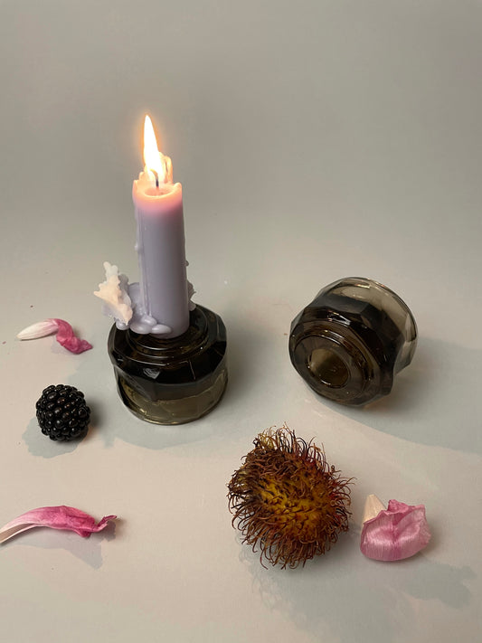 Brown Crystal Candle Holders