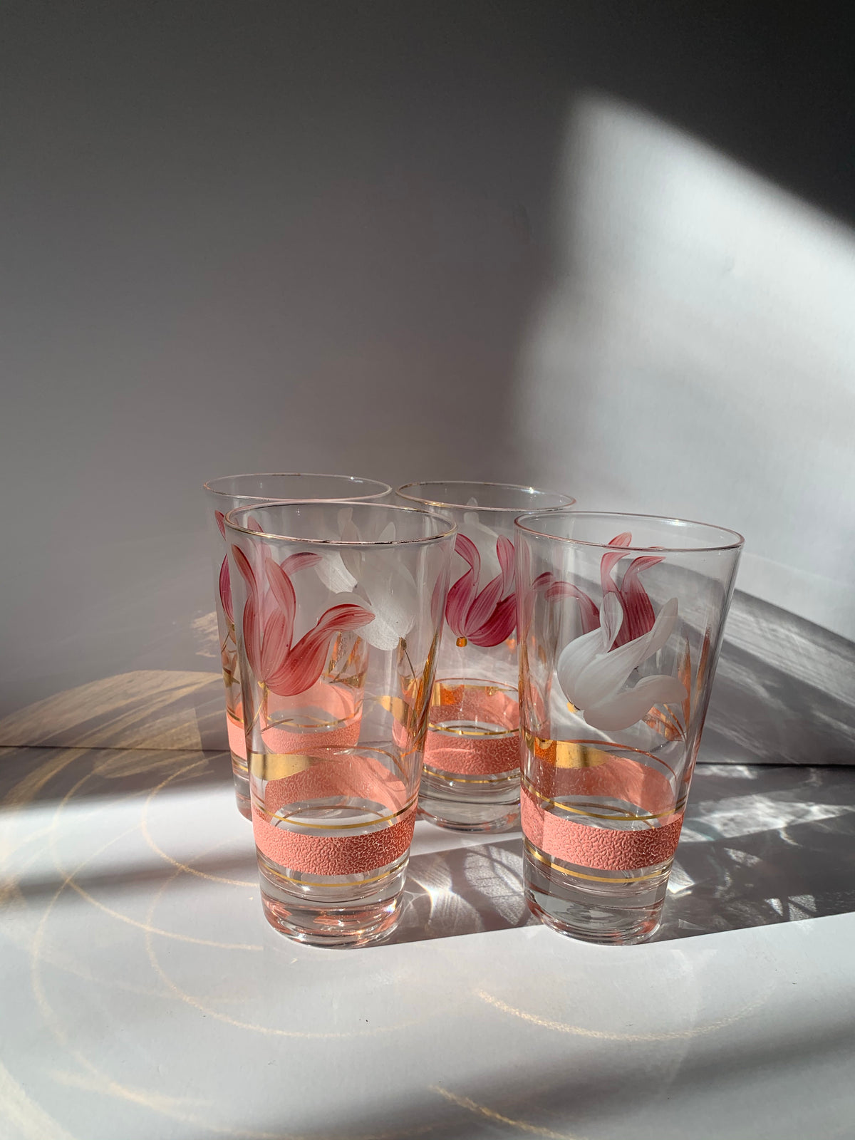 Vintage Hand Painted Floral Glasses