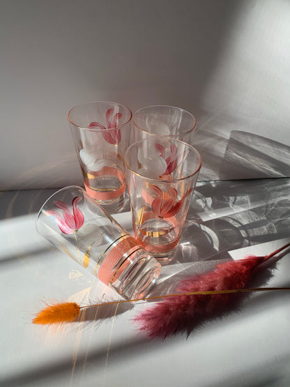 Vintage Hand Painted Floral Glasses