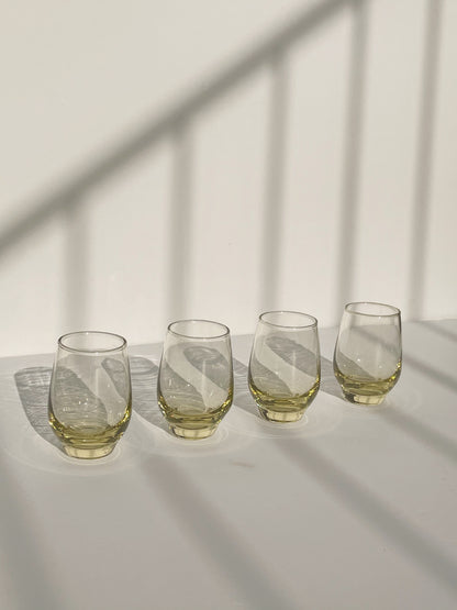 Vintage Yellow Tinted Glass Tumblers
