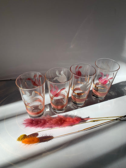 Vintage Hand Painted Floral Glasses